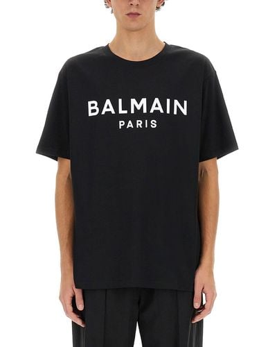 Balmain Logo Print T-Shirt - Black