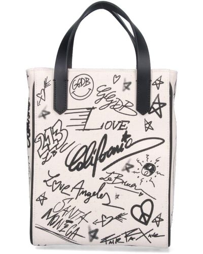 Golden Goose Mini Tote Bag "graffiti" - White