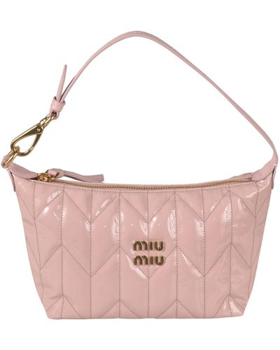 Miu Miu Spirit Logo Plaque Tote - Pink