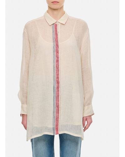Péro Silk Pattern Shirt - Natural