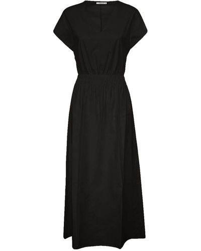 Kangra Stretch Cotton Long Dress - Black
