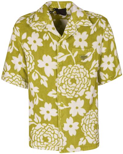 Prada Floral Print Short Sleeved Shirt - Yellow