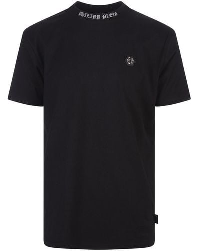 Philipp Plein T-Shirt With Embroidered Logo - Black