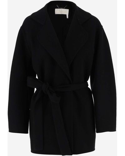 Chloé Wool And Cashmere Blend Short Coat - Black