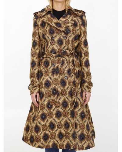 Etro Double-breasted Jacquard Coat - Natural