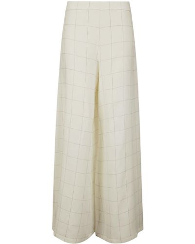 Stefano Mortari Wide Windowed Linen Trousers - White