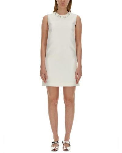 Versace Mini Duchesse Dress With Crystals - White