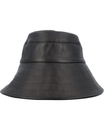 The Attico Leather Bucket Hat - Black