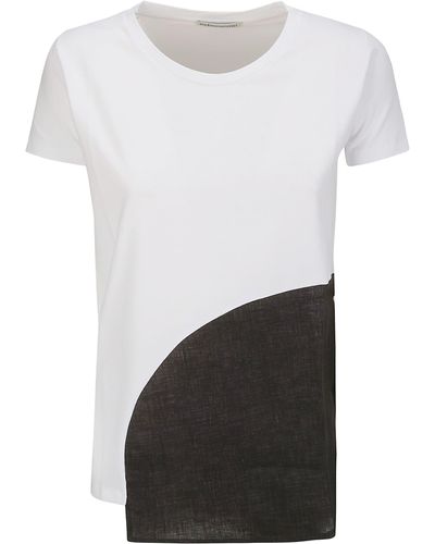 Stefano Mortari S/S Cotton T-Shirt With Linen Detail - White