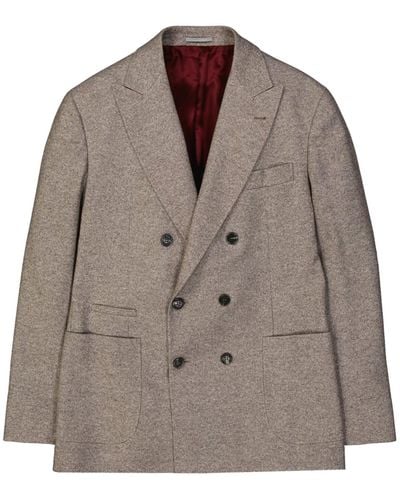 Brunello Cucinelli Double-breasted Wool Jacket - Brown