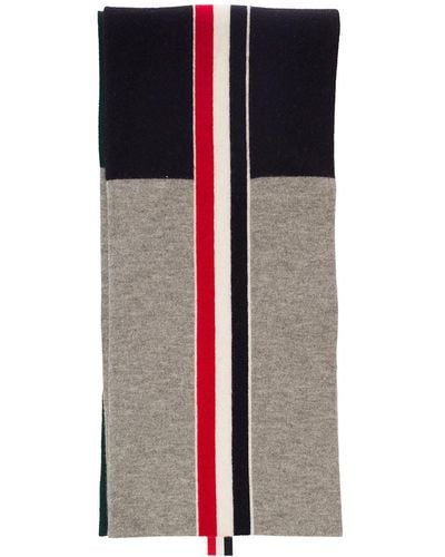 Thom Browne Multicolour Scard With Intarsia Stripe In Wool Man - Green