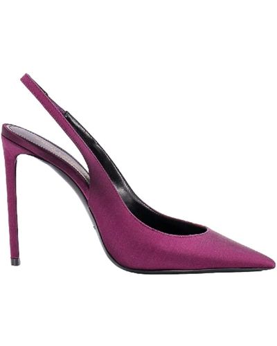 Saint Laurent Zoe 105 Satin Court Shoes - Purple