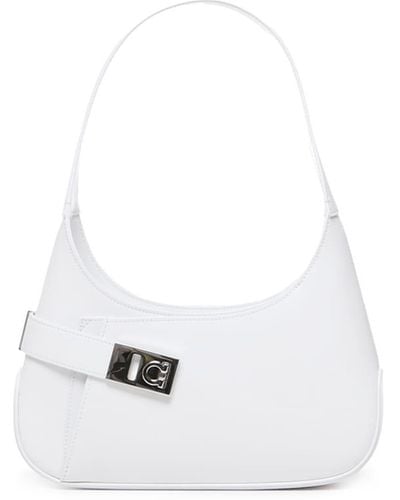 Ferragamo Medium Leather Shoulder Bag - White