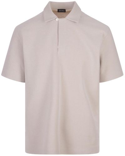 Zegna Honeycomb Cotton Polo Shirt - Natural
