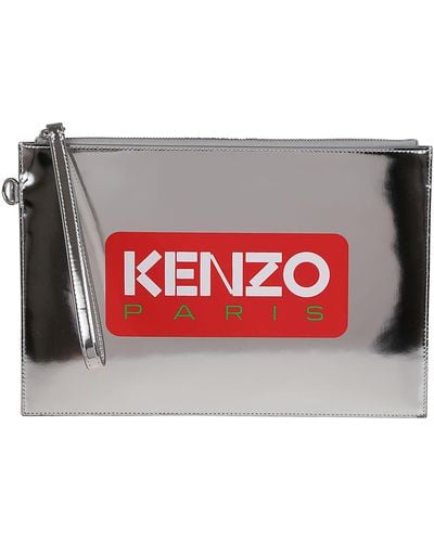 KENZO Large Logo Printed Clutch Bag - Red