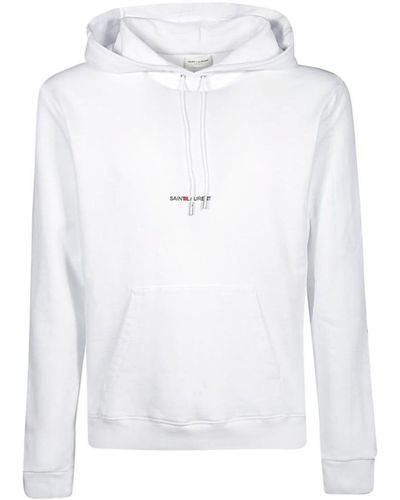 Saint Laurent Logo Hoodie Sweatshirt - White