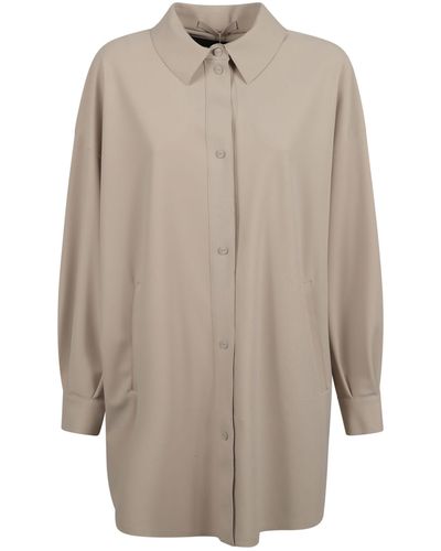 Herno Oversized Plain Buttoned Jacket - Natural