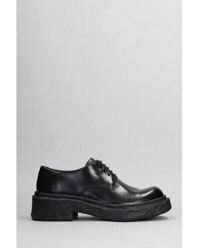 Camper Vamonos Lace Up Shoes In Black Leather - Grey