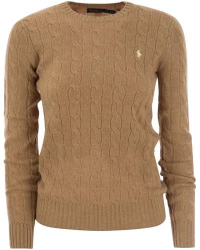 Polo Ralph Lauren Wool And Cashmere Cable-knit Sweater - Brown