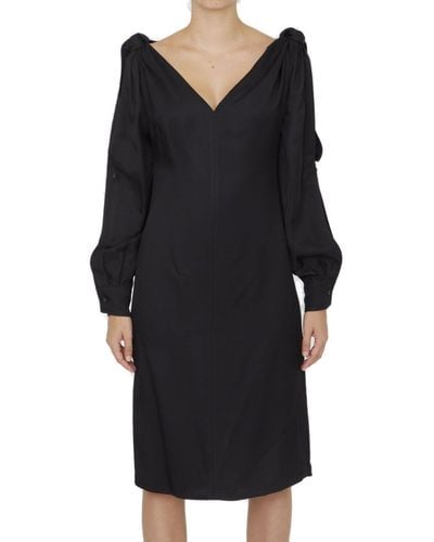 Bottega Veneta Knot Detailed Midi Dress - Black