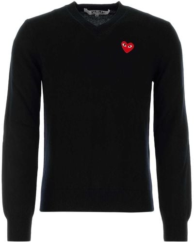 COMME DES GARÇONS PLAY Wool Sweater - Black