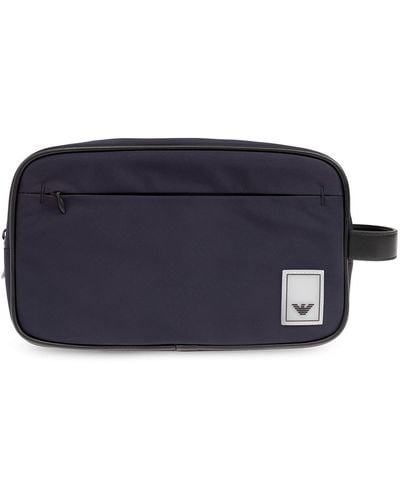 Emporio Armani Wash Bag With Logo - Blue