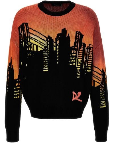 DSquared² Intarsia Sweater Sweater, Cardigans - Black