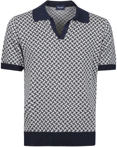 Drumohr Razor Blade Short Sleeve Polo Shirt - Black