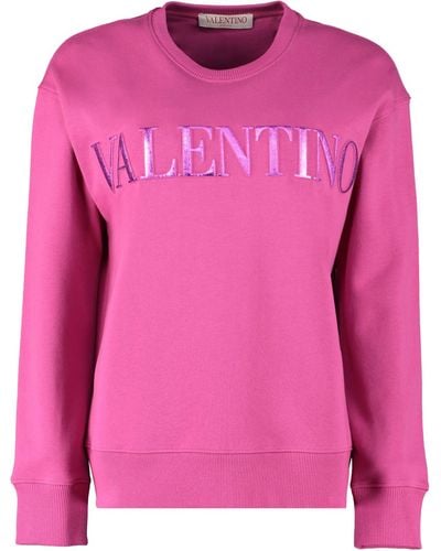 Valentino Logo Detail Cotton Sweatshirt - Pink