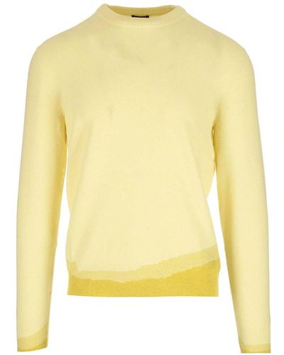 Zegna Two-tone Sweater In Cotton And Cashmere - Yellow