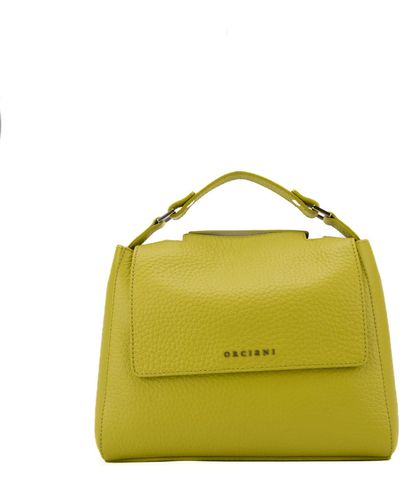 Orciani Small Sveva Soft Bag In Textured Leather - Yellow