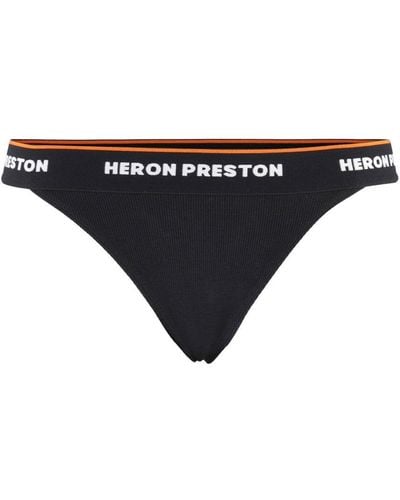 Heron Preston Logo-tape Elasticated Waistband Thong - Black