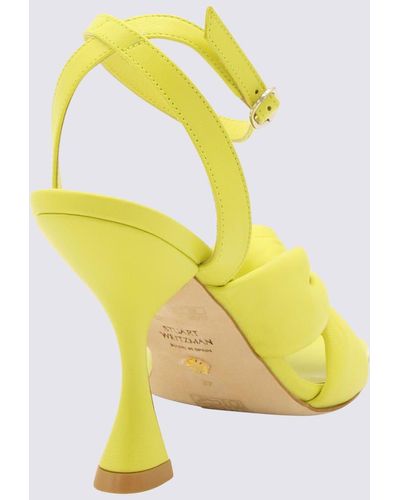 Stuart Weitzman Leather Playa Ankle Strap Sandals - Yellow