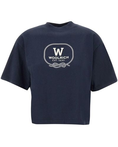 Woolrich Graphic Cotton T-Shirt - Blue
