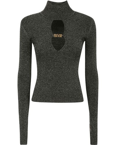 Versace 75dpm32 Bis Rib Lurex F14 Knitwear - Black