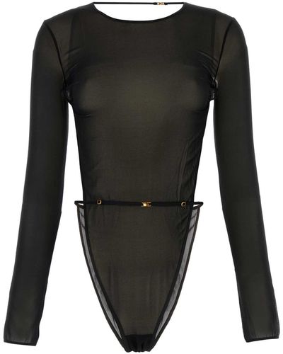 Saint Laurent Stretch Silk Bodysuit - Black