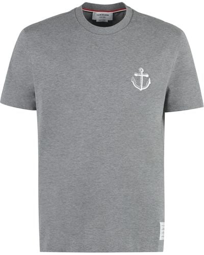Thom Browne Cotton Crew-neck T-shirt - Gray