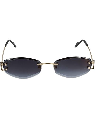 Cartier Decorated Hinge Frameless Sunglasses - Blue