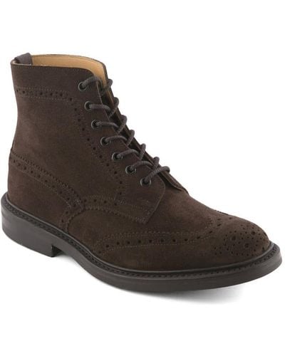 Tricker's Stow Coffee Ox Reversed Suede Derby Boot - Brown