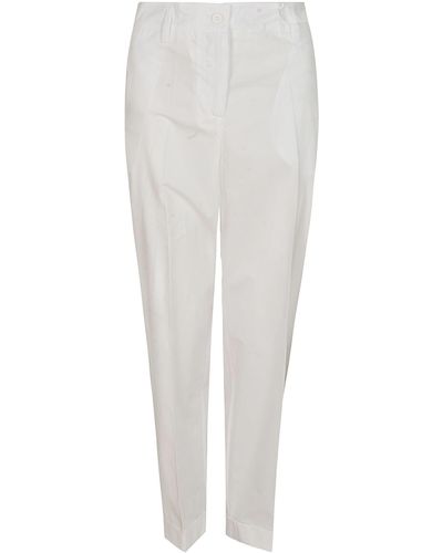 P.A.R.O.S.H. Slim Fit Buttoned Trousers - White