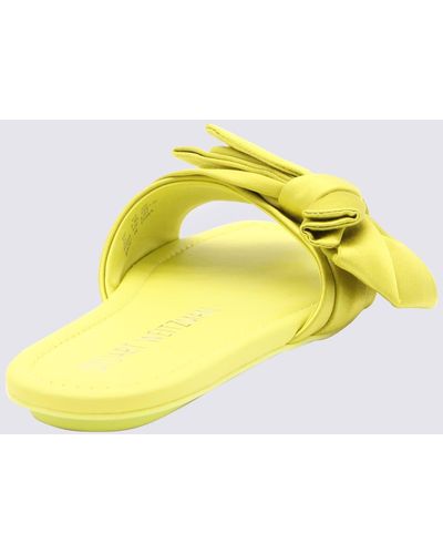 Stuart Weitzman Leather Loveknot Flat Sandals - Yellow