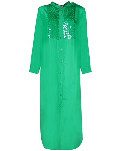 P.A.R.O.S.H. Long Silk Dress With Sequins By P.A.R.O..H - Green