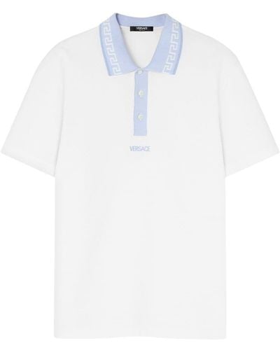 Versace Polo Piquet Fabric And Embroidery - White