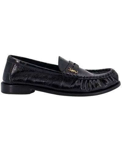 Saint Laurent Le Loafer Leather Slippers - Black