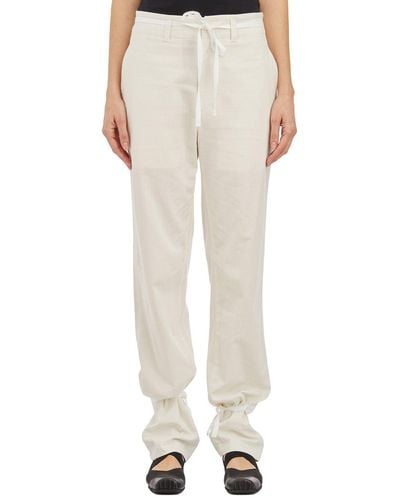 Lemaire Chambray Drawstring Tapered Trousers - Natural