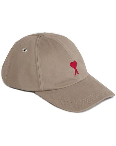 Ami Paris Logo Embroidered Baseball Cap - Brown