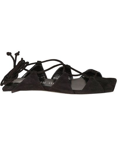 The Attico Renee Flat Sandals - Black