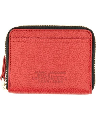 Marc Jacobs Leather Wallet With Zipper - Red