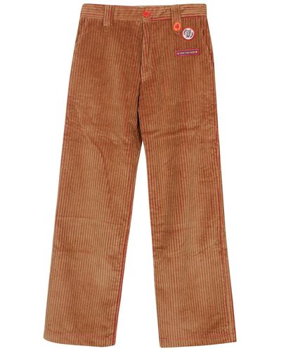 Cormio Logo Patches Velvet Trousers - Brown