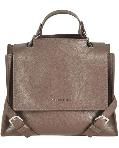 Orciani Logo Flap Tote - Brown